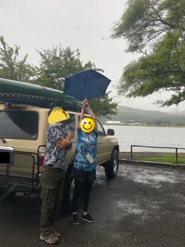 雨の山中湖みさきキャンプ場