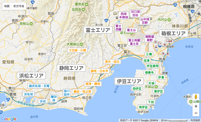 静岡、伊豆エリア　地図